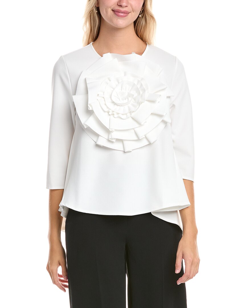 Gracia Flower Top In White