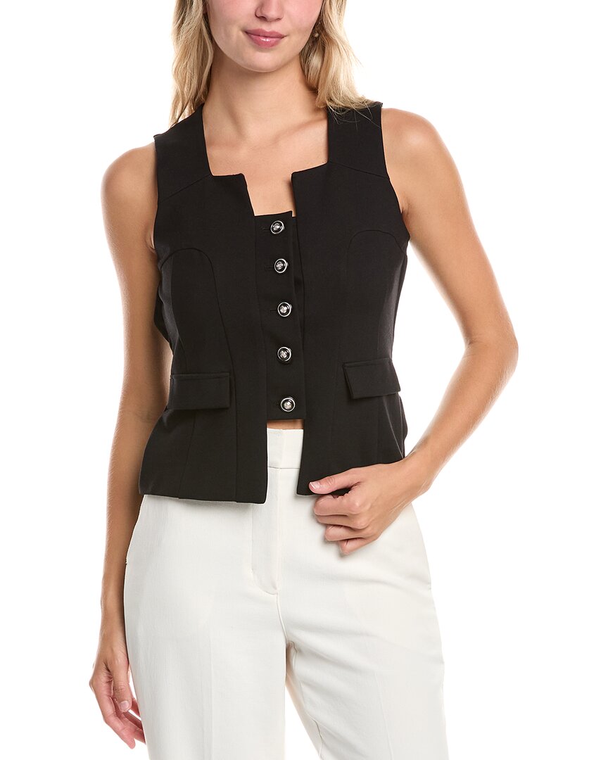 Gracia Button Vest In Black