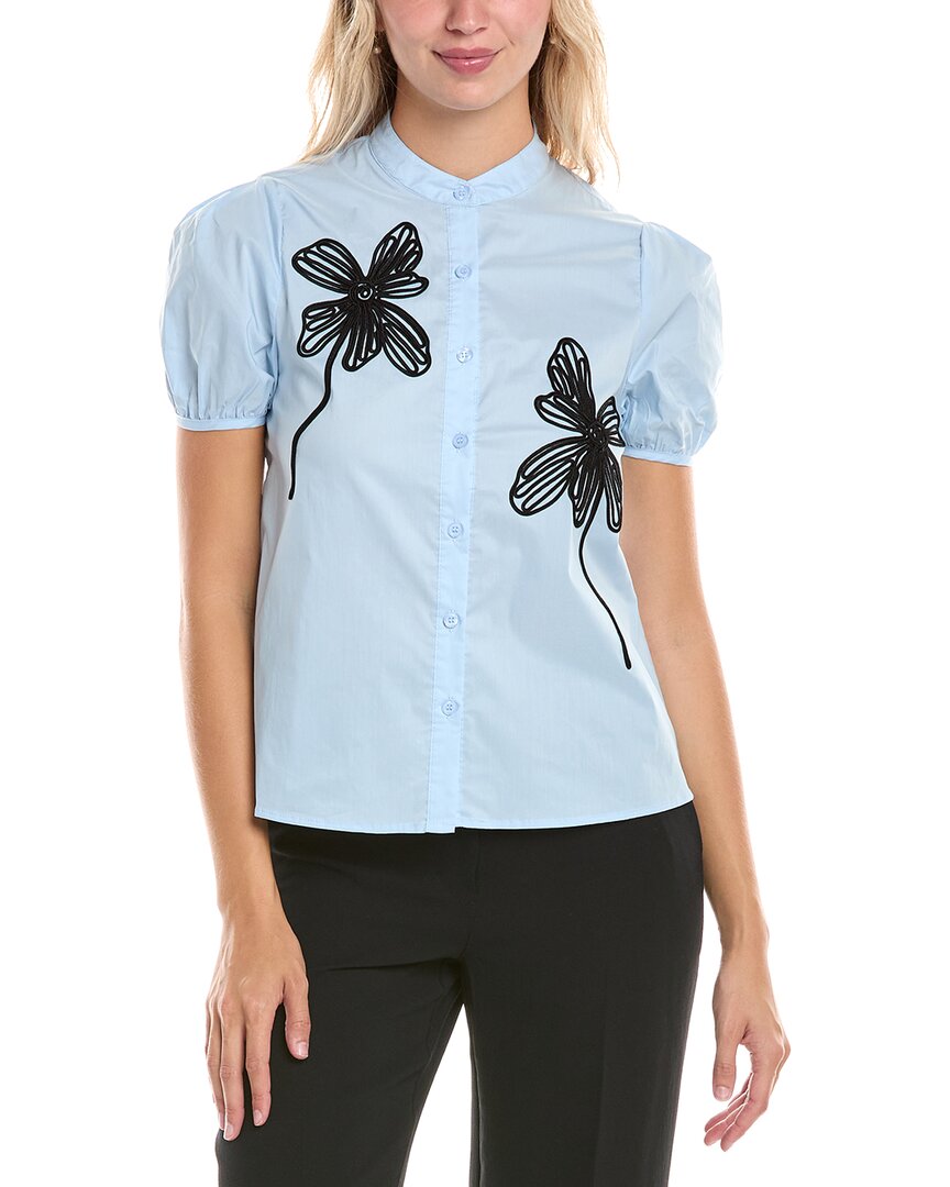 Gracia Embroidered Blouse In Blue