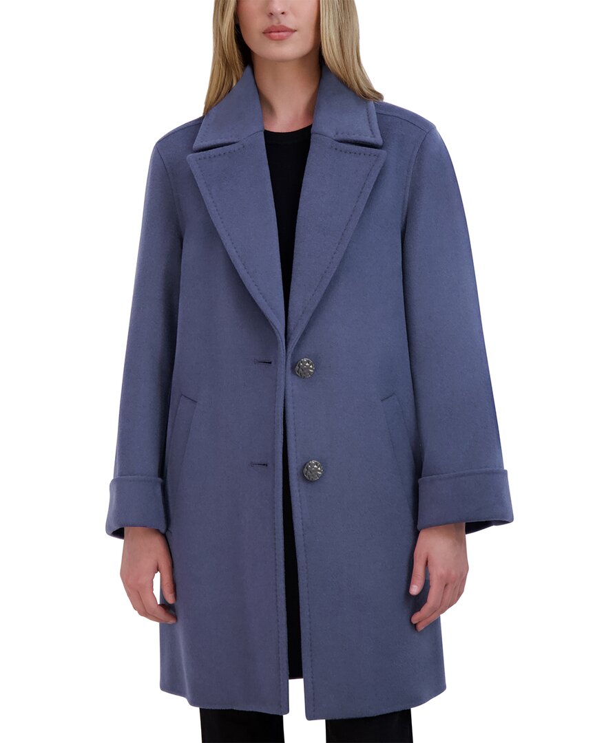 Tahari Sandra Oversize Wool Blend Coat In Blue