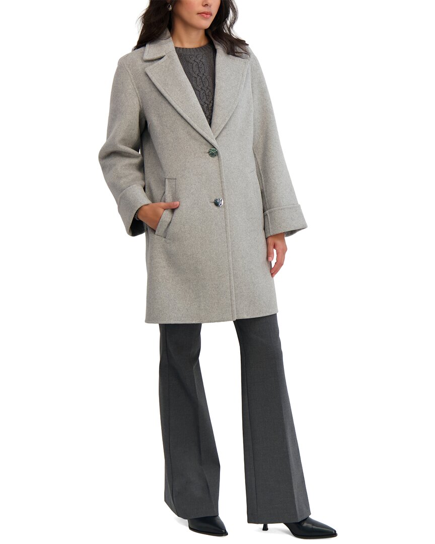 Tahari Sandra Medium Wool-blend Coat In Gray