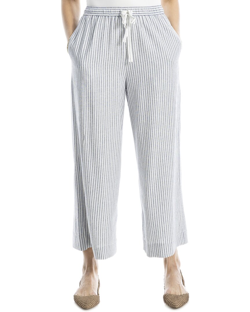 Max Studio Linen-blend Drawstring Crop Pant In Blue