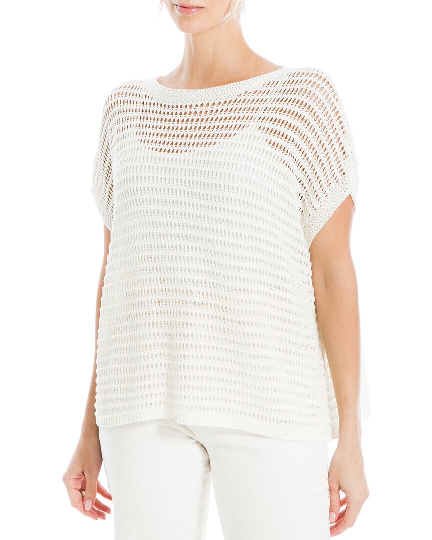 Max Studio Mesh Linen-blend Sweater In White