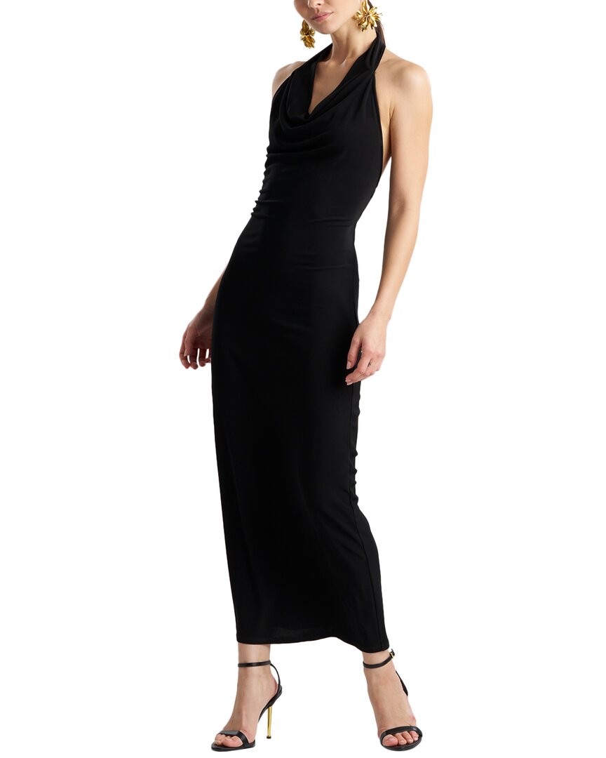 Natori Matte Jersey Halter Maxi Dress In Black