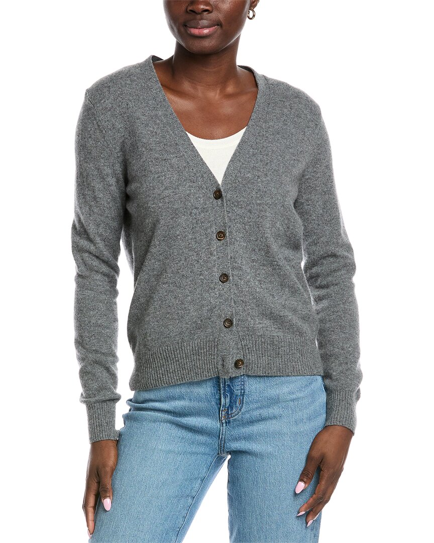 Amicale Cashmere V-neck Cashmere Cardigan In Gray