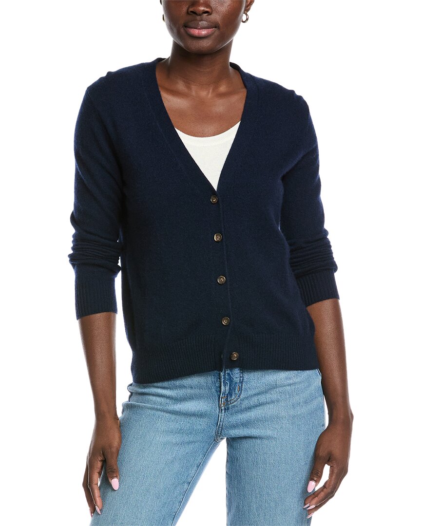 Amicale Cashmere V-neck Cashmere Cardigan In Blue