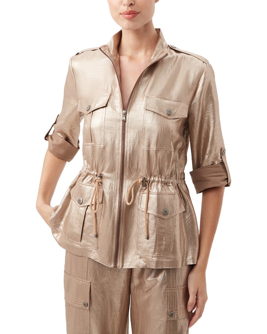 Trina Turk Buoyant 2 Linen-blend Jacket In Gold