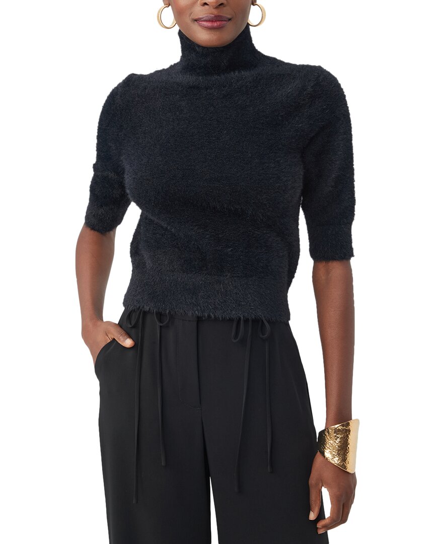 Trina Turk Mali Fuzzy Turtleneck Sweater In Blue