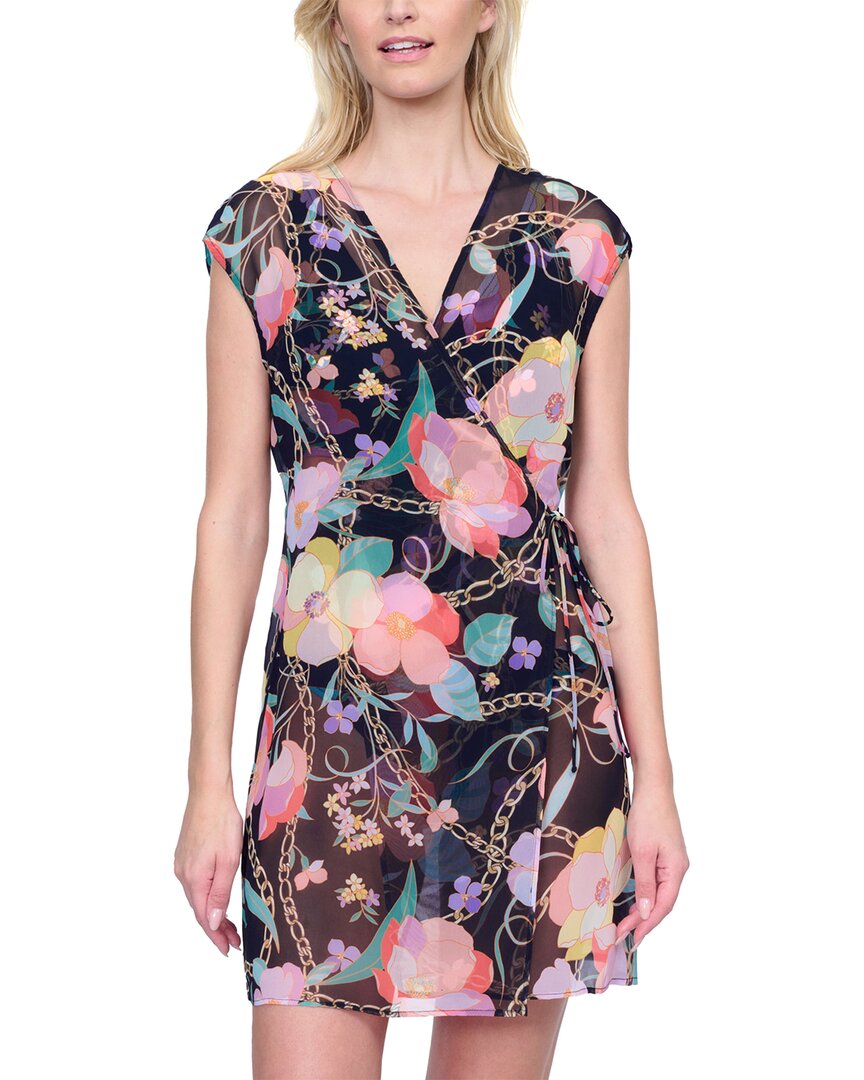 Gottex Memories Of Capri Short Surplice Wrap Dress With Tie In Multi