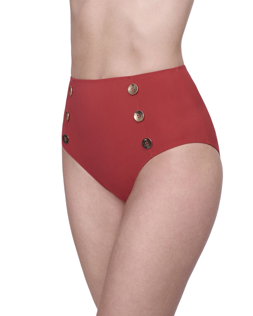 Gottex Monte Carlo High Waist Bottom With Button Details In Red