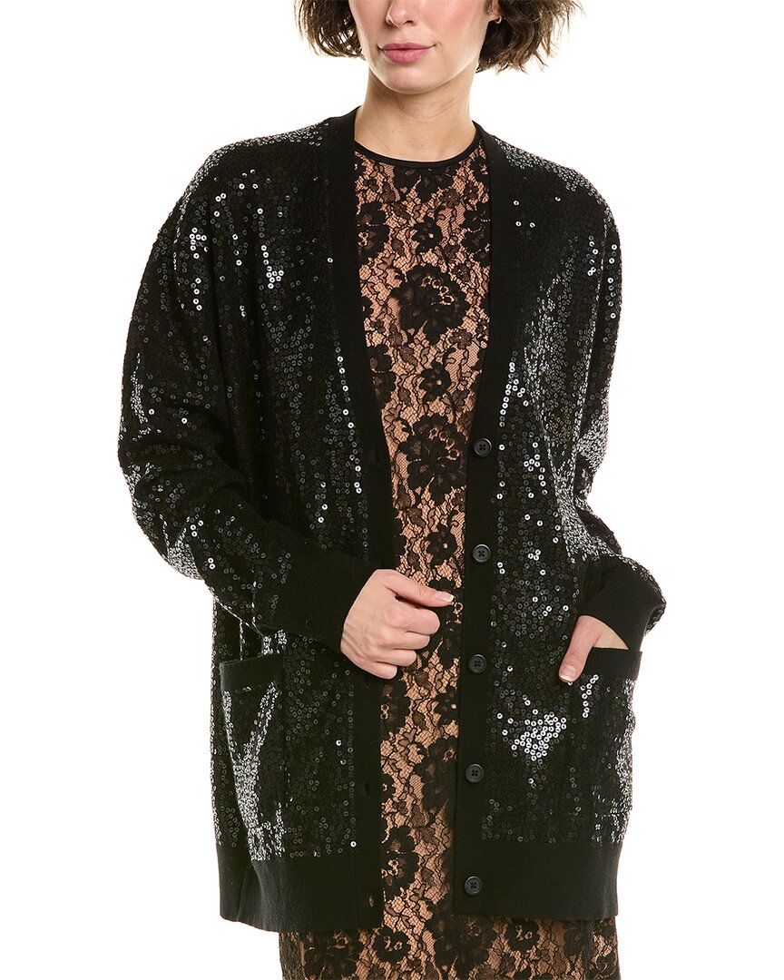Michael Kors Embroidered Cashmere Cardigan In Black