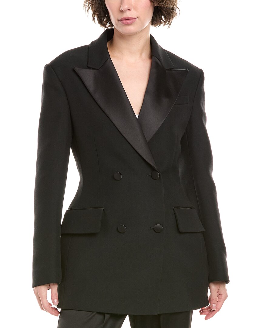 Michael Kors Collection Sculpted Wool-blend Blazer In Black