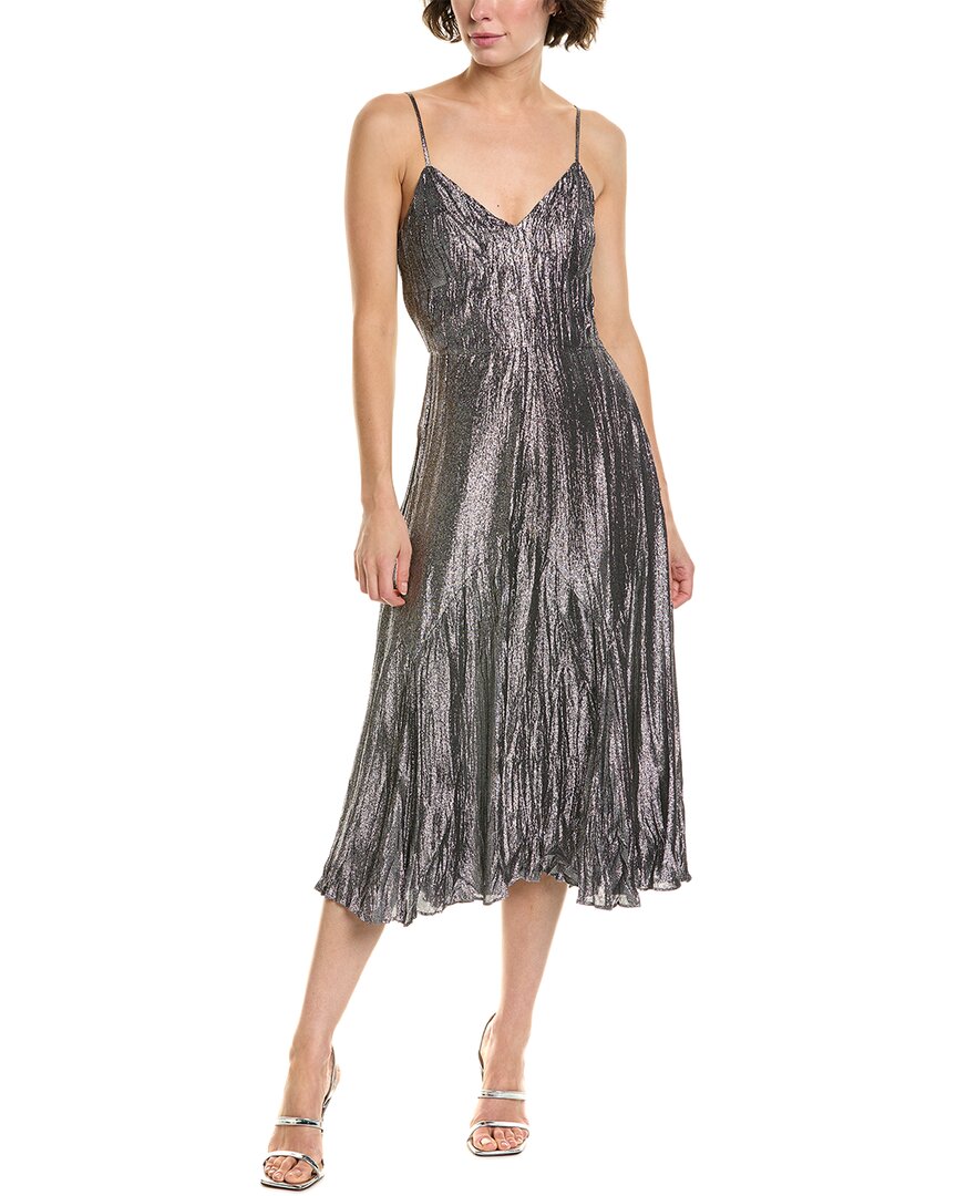 Michael Kors Collection Crushed Silk-blend Slip Dress In Gray