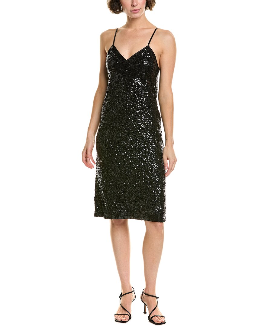 Michael Kors Collection Sequin Silk Slip Dress In Black
