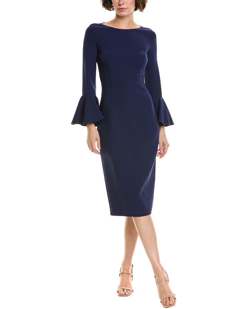 Michael Kors Collection Crepe Wool-blend Sheath Dress In Blue