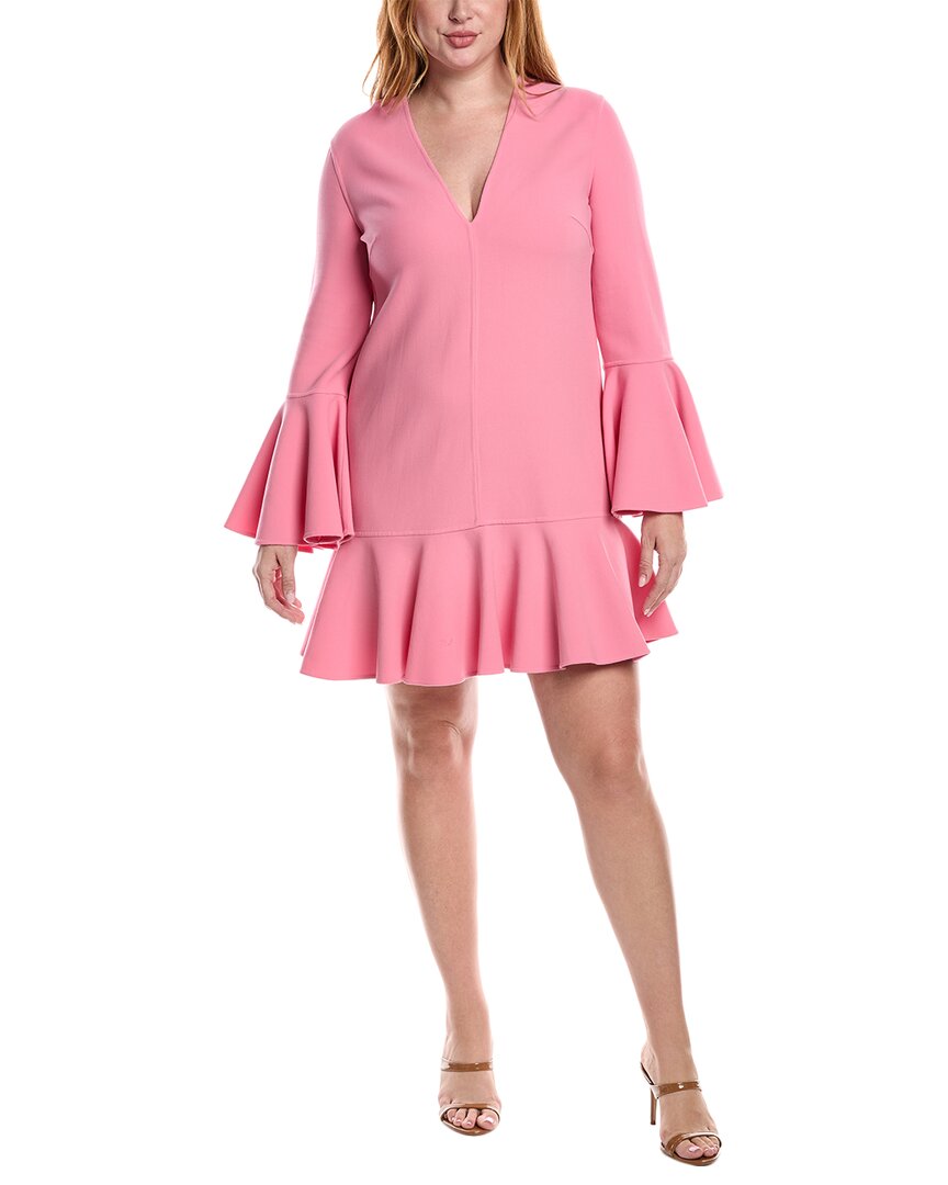Michael Kors Collection Barath Bell-sleeve Wool-blend Dress In Pink
