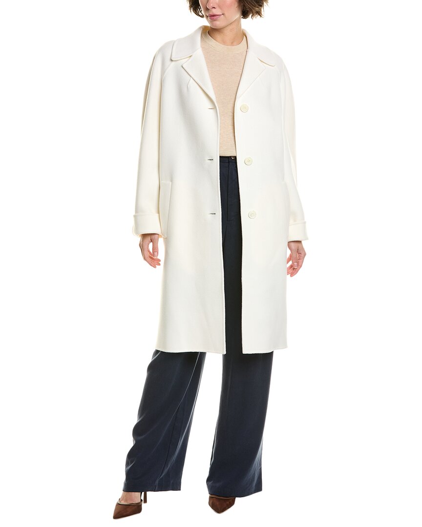 Michael Kors Collection Plush Melton Wool Coat In White