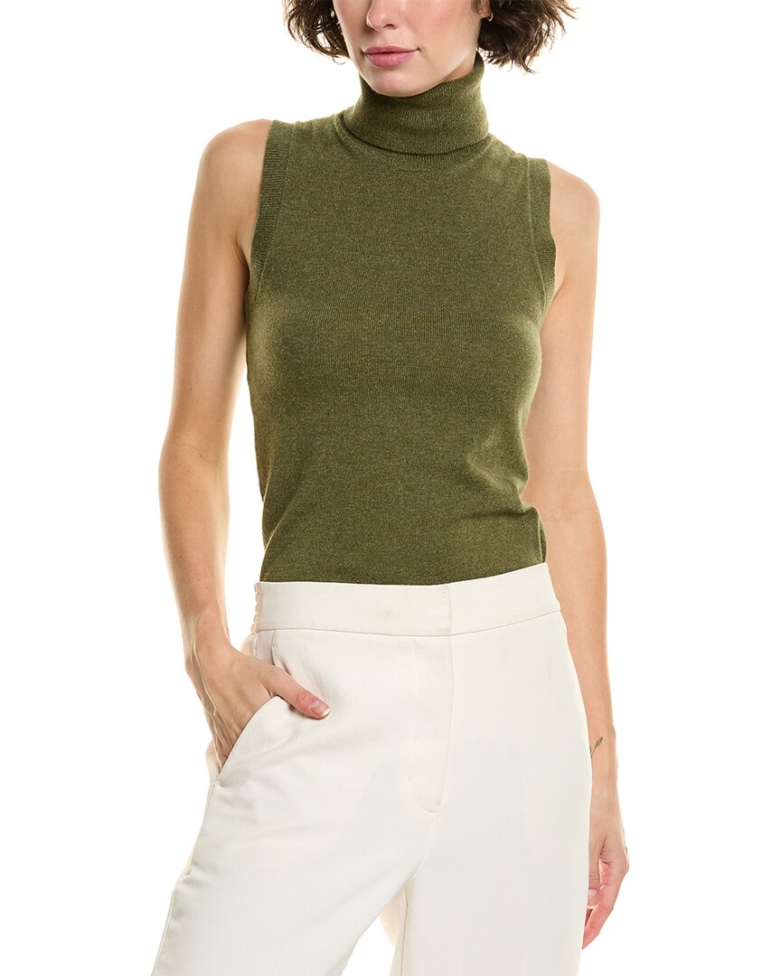 Michael Kors Collection Cashmere Turtleneck Tank In Green