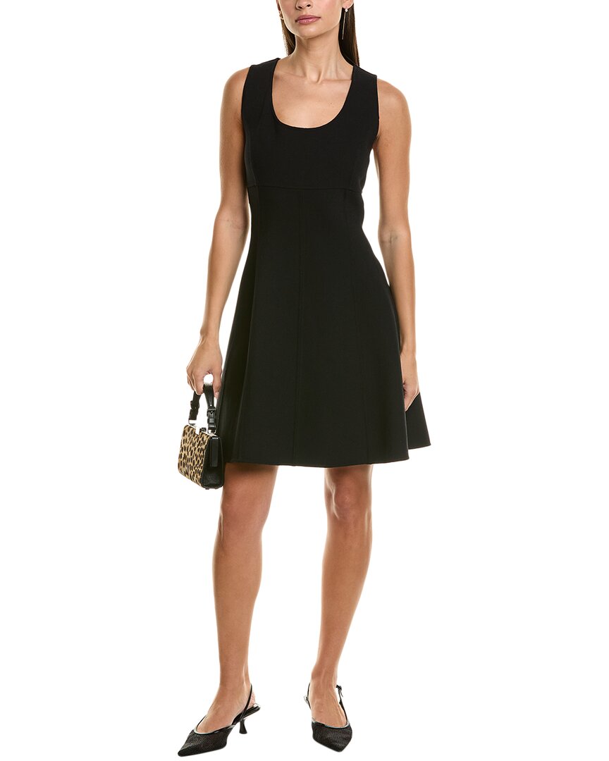 Michael Kors Collection Boucle Flare Wool-blend Mini Dress In Black