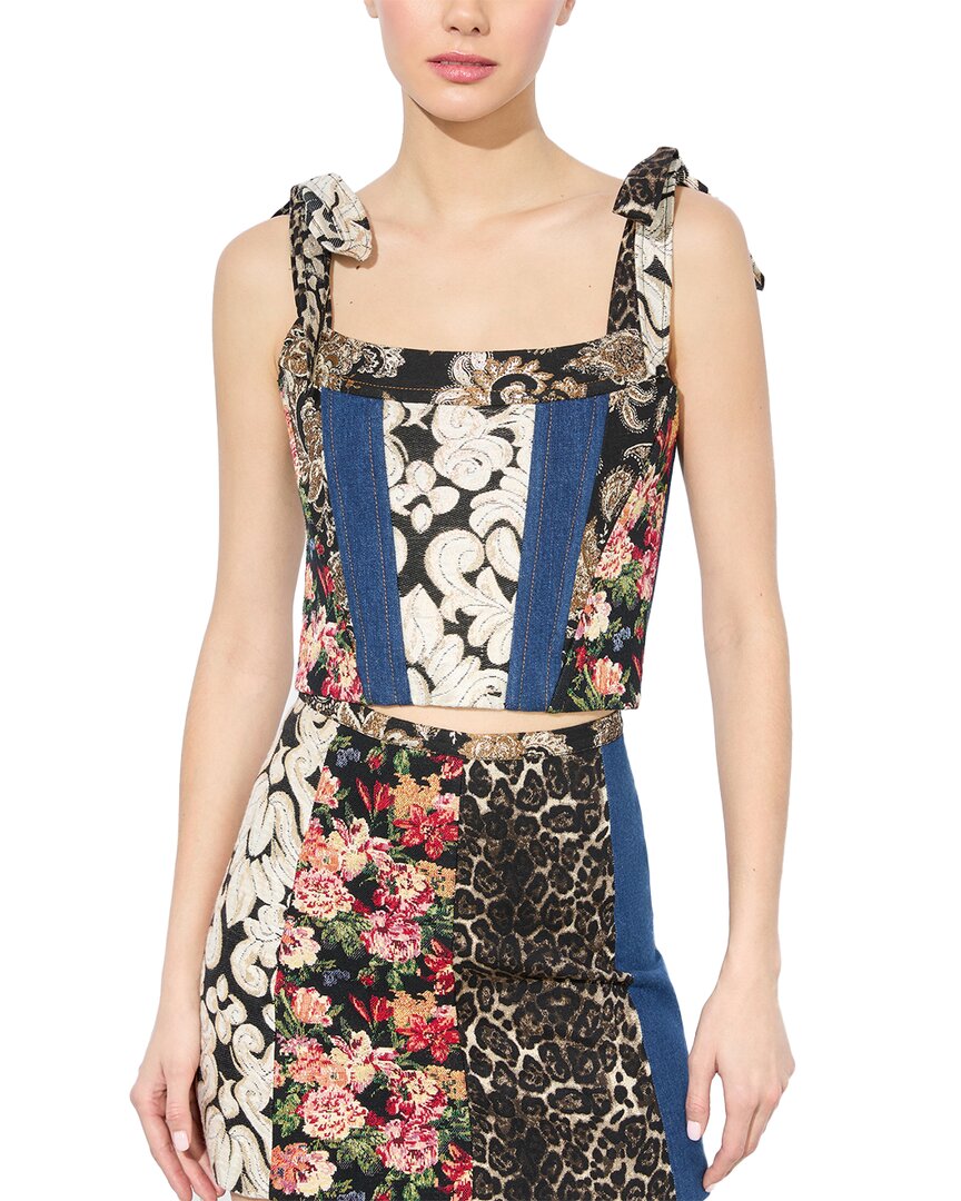 Alice And Olivia Clara Paneled Top In Multi
