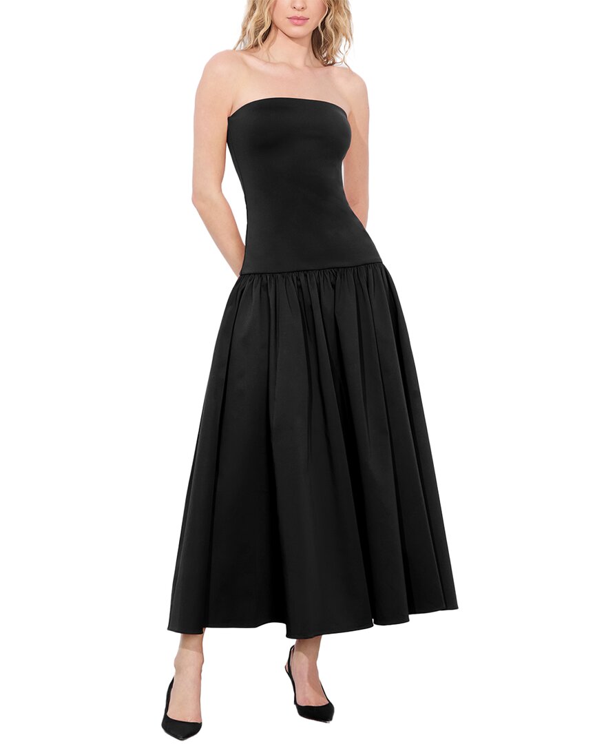 Alice And Olivia Oriana Drop Waist Midi Dress In Black