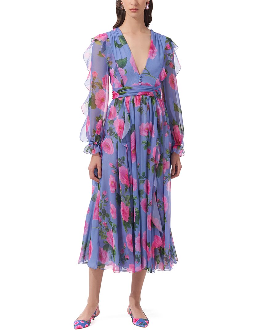 Carolina Herrera Ruffled Floral-print Silk-georgette Midi Dress