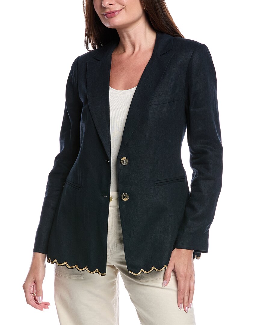 Sam Edelman Enola Linen-blend Blazer In Blue