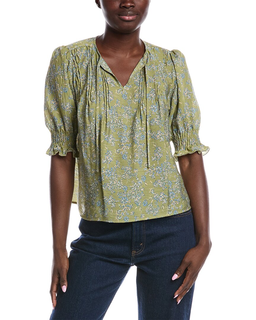 Sam Edelman Marlie Pintuck Blouse In Green