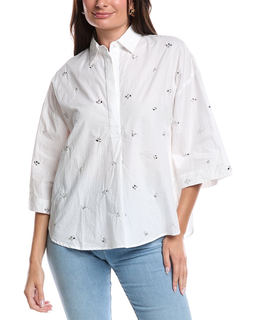 French Connection Rhodes Rhinestone Shirt In White