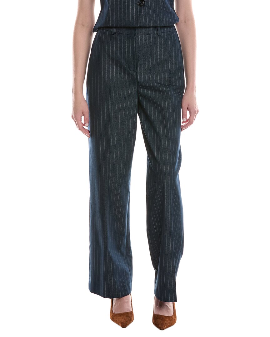 Kenneth Cole Pleated High-rise Wide Leg Pant In Blue