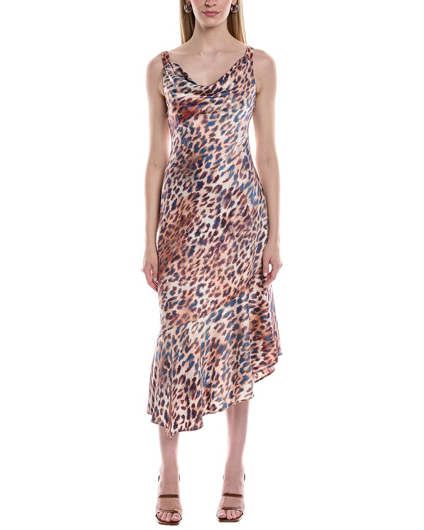Kenneth Cole Cowl Neck Midi Dress In Animal Print