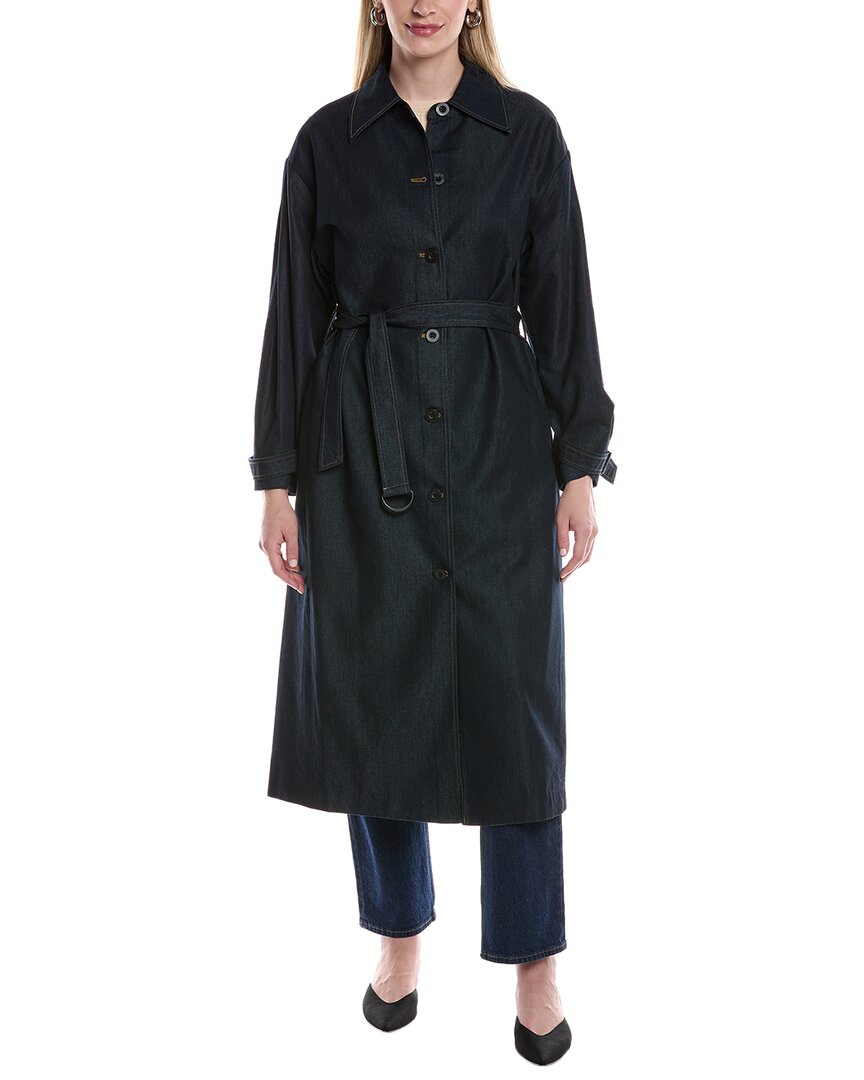 Kenneth Cole Denim Trench Coat In Blue