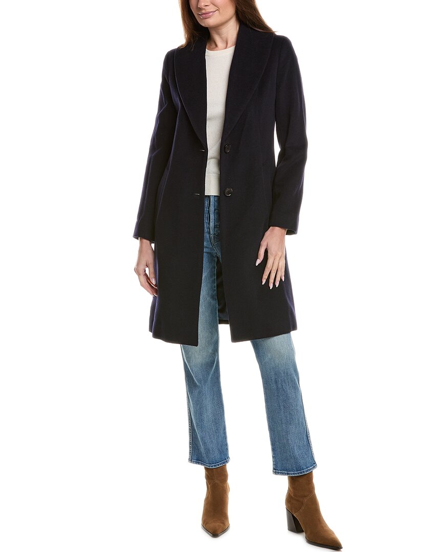 Sofiacashmere Shawl Collar Wool & Cashmere-blend Coat In Black
