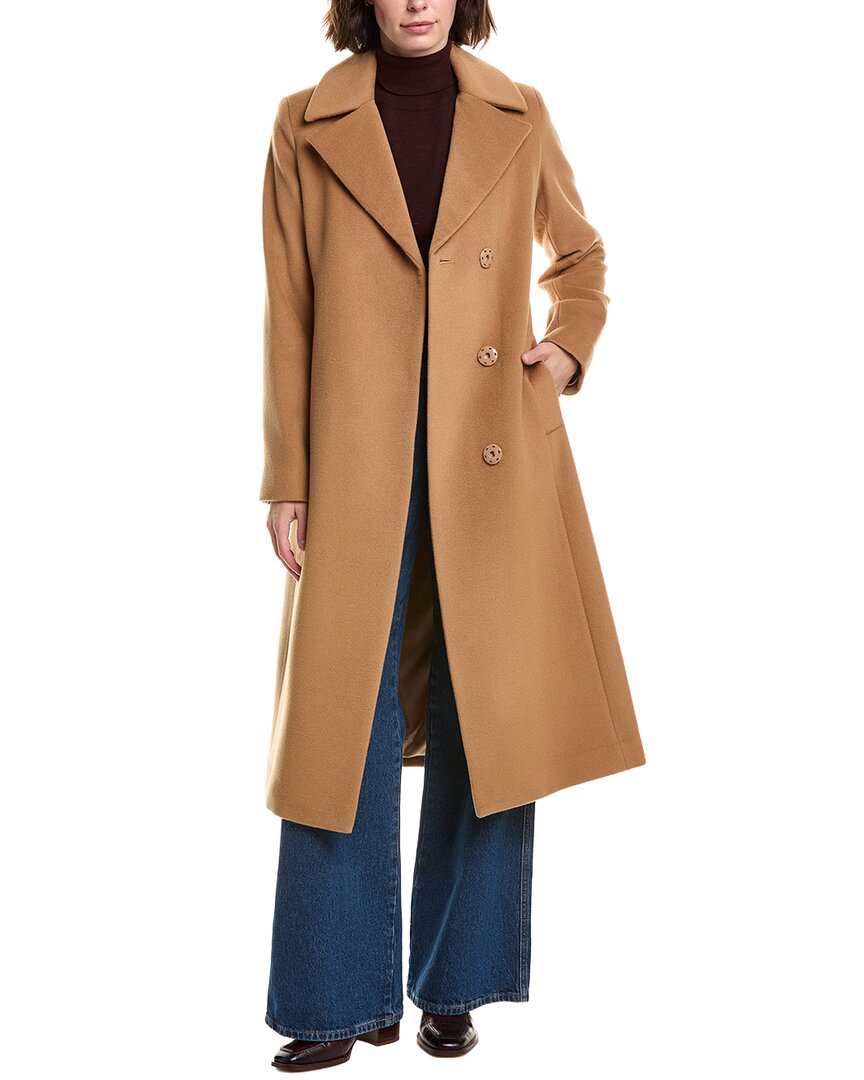 Sofiacashmere Notch Lapel Wool & Cashmere-blend Jacket In Brown