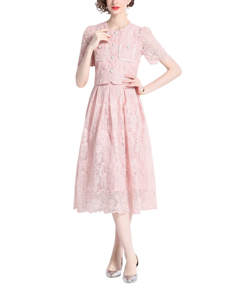 Elaine 2pc Shirt & Skirt Set In Pink