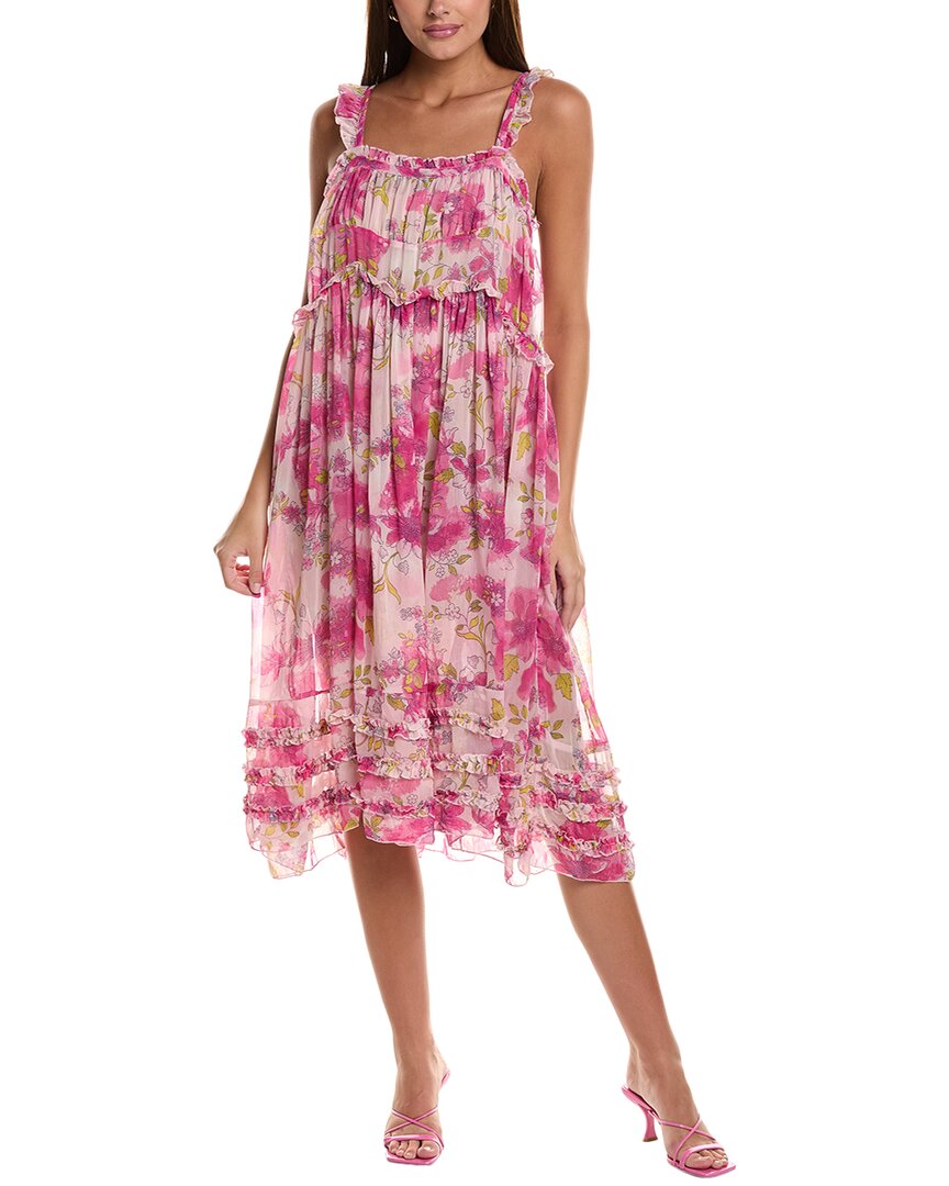 Free People Moon Phase Printed Midi Dress In Pink