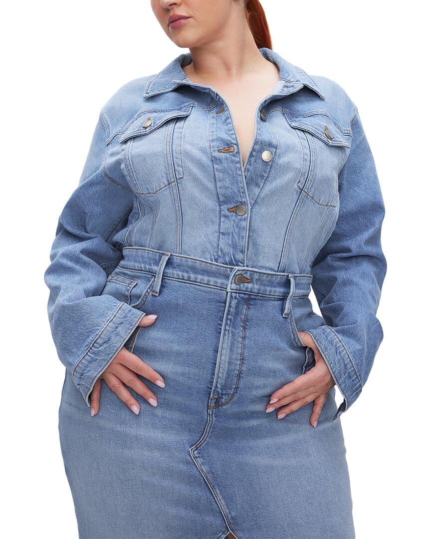 Good American Committed Denim Jacket In Blue