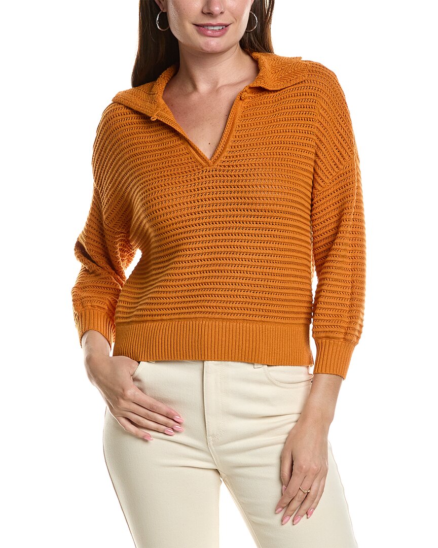 Lilla P Scalloped Collar Sweater In Orange