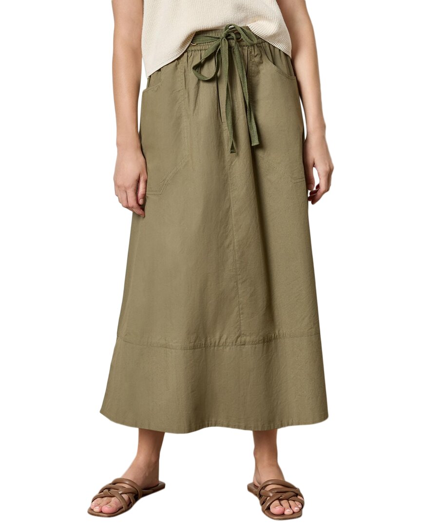 Lilla P Long Poplin Skirt In Kelp In Green
