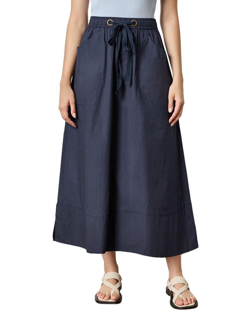 Lilla P Long Poplin Maxi Skirt In Navy In Blue