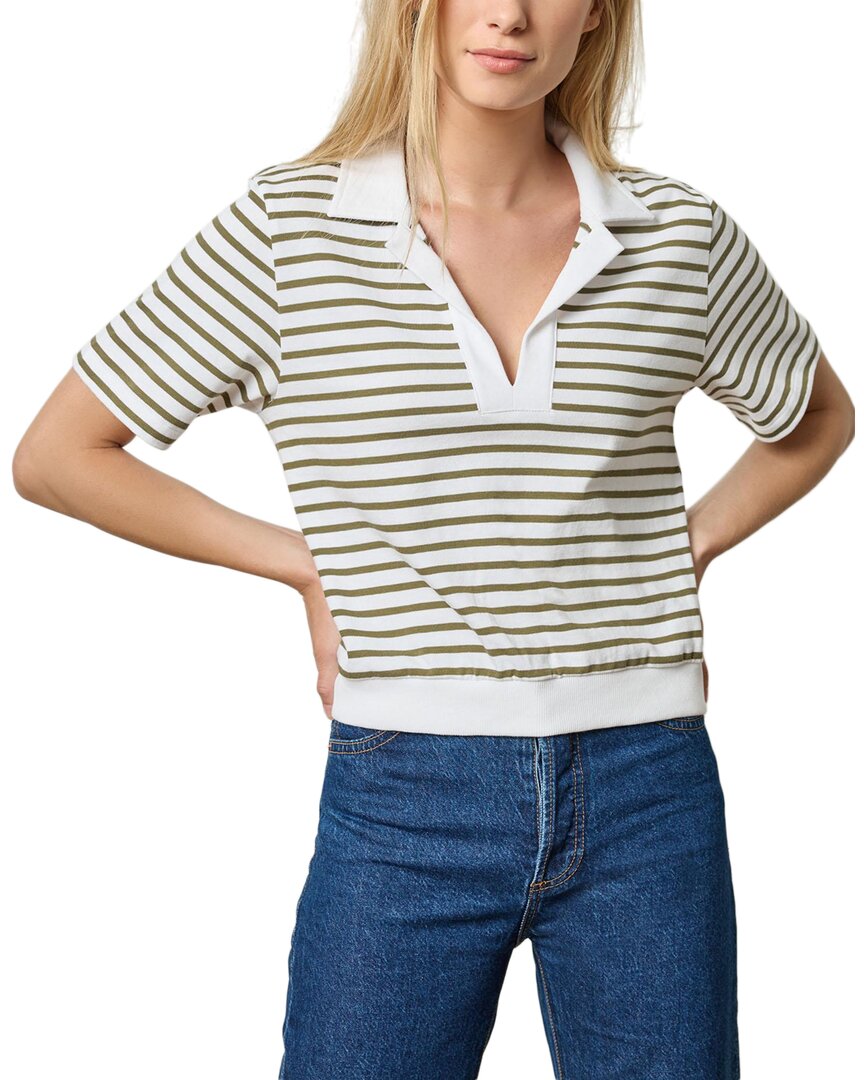 Lilla P Polo Popover Top In Kelp Stripe