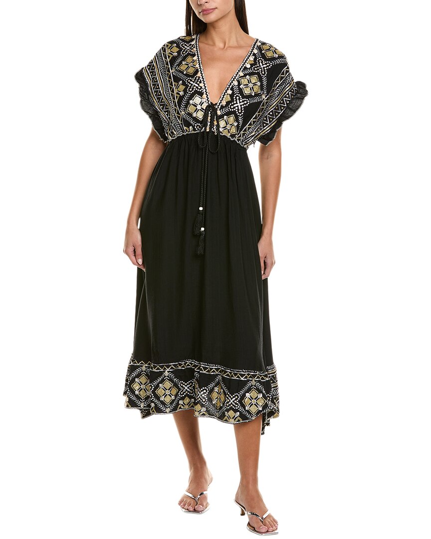 Anna Kay Fleur-de-lis Midi Dress In Black