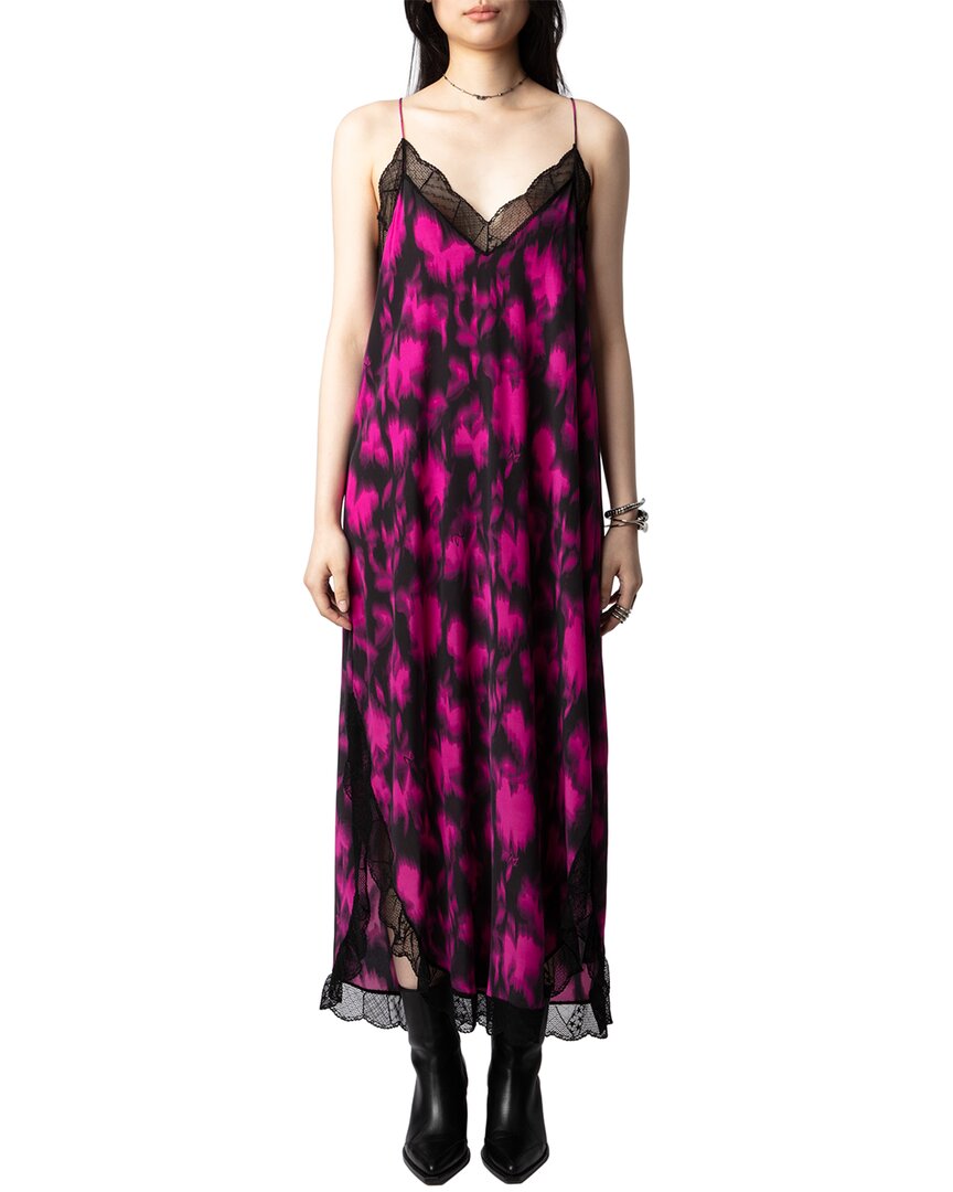 Zadig & Voltaire Ristyl X-ray Print Crepe De Chine Maxi Slip Dress In Black