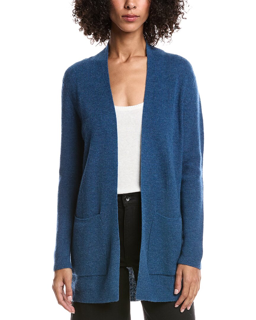 Forte Cashmere Wool & Cashmere-blend Drape Cardigan In Blue