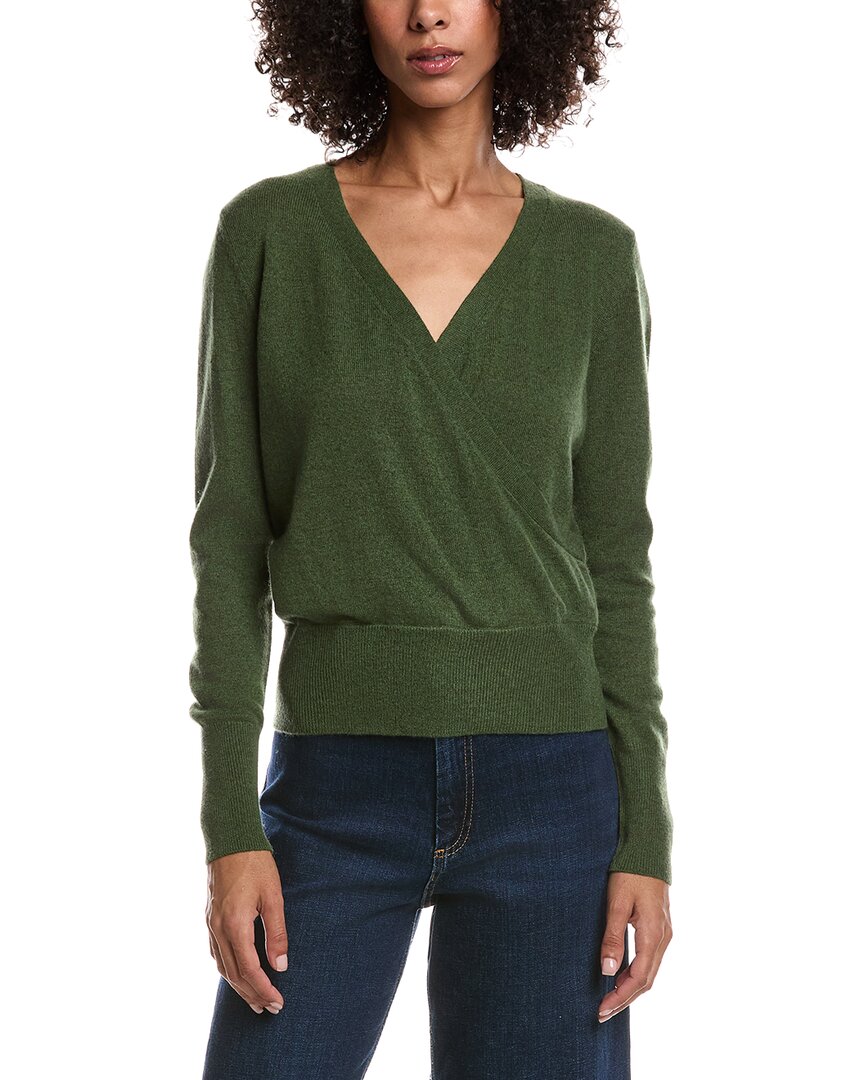Forte Cashmere Drape Surplus Cashmere Pullover In Green