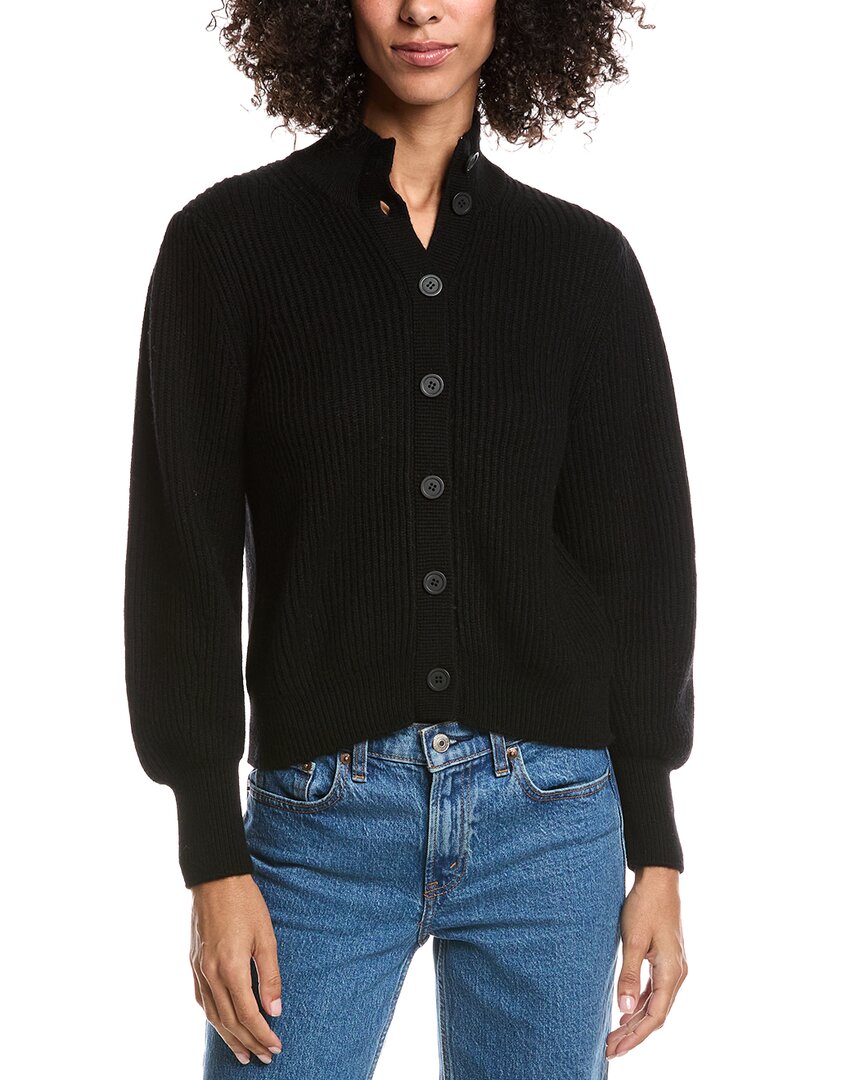 Forte Cashmere Button Wool & Cashmere-blend Cardigan In Black