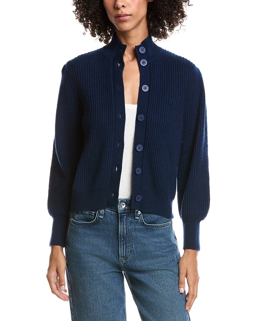 Forte Cashmere Button Wool & Cashmere-blend Cardigan In Blue