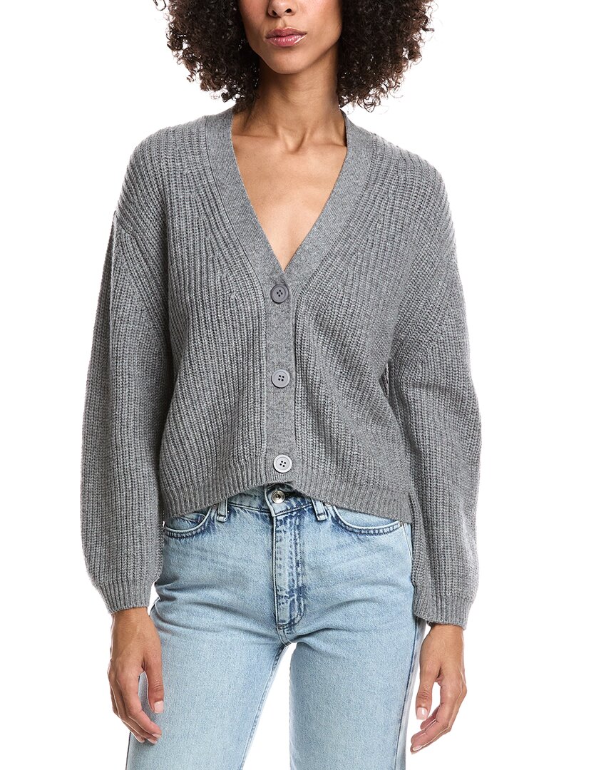 Forte Cashmere Wool & Cashmere-blend Short Rib V-neck Button Cardigan In Multi