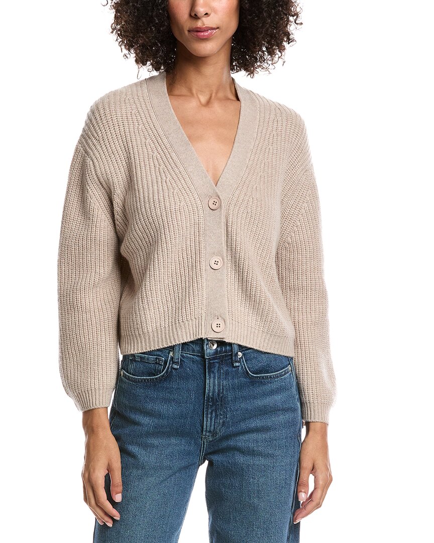 Forte Cashmere Wool & Cashmere-blend Short Rib V-neck Button Cardigan In Animal Print