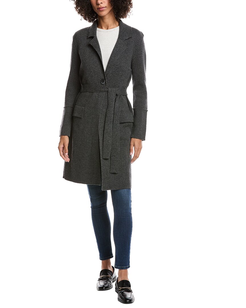 Forte Cashmere Wool & Cashmere-blend Double Knit Cardigan In Gray